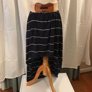 Striped High-Low Skirt